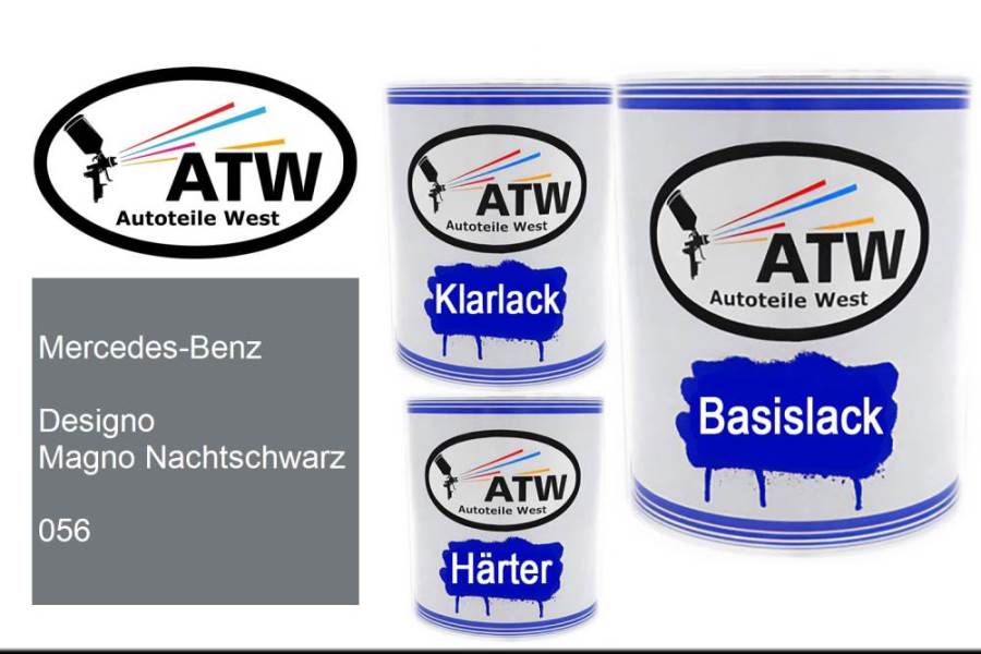 Mercedes-Benz, Designo Magno Nachtschwarz, 056: 1L Lackdose + 1L Klarlack + 500ml Härter - Set, von ATW Autoteile West.